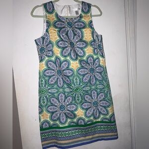 London Times Blue and Green Floral Dress